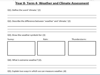 Geography Assessment- Weather and Climate- KS3