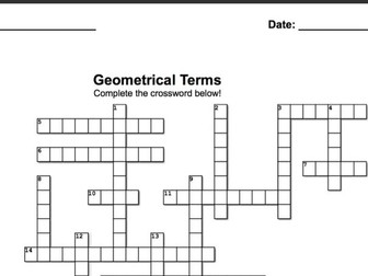 Crossword Geometrical Terms