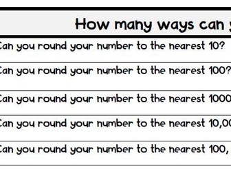 Second Level Maths Rounding activity