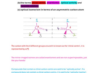 WJEC A level Chemistry A2 Unit 4 Topic 4.1: Stereoisomerism work booklet