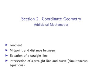 WJEC L2 Additional Maths — Section 2. Coordinate geometry