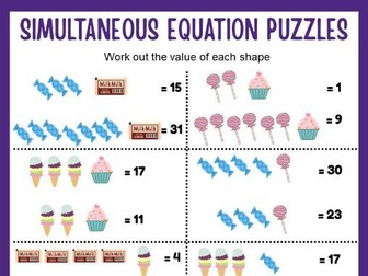Simultaneous Equations Logic Puzzles/ Picture Puzzles