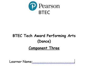 NEW BTEC Tech Award Performing Arts (2022) Component 3 Rehearsal booklet