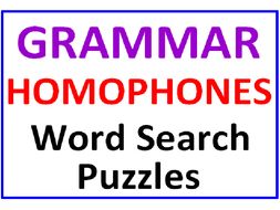 Grammar Word Search Puzzle PLUS Homophones Word Search Puzzle (2 Puzzles)