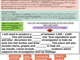 Food Preparation and Nutrition - Introduction to NEA task 1 COMPLETE STUDENT WORKSHEET