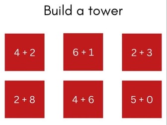 Build a tower addition/number bonds activity
