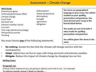 climate change essay assessment KS3