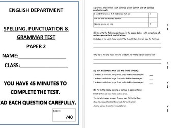 Spelling, punctuation and grammar test - Paper 2