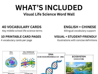 Life Science Word Wall | English + Portuguese