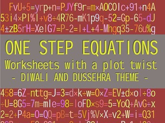 ONE STEP EQUATIONS - DIWALI THEMED WORKSHEETS