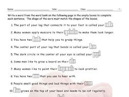 Body Parts Sentence Shapes | Teaching Resources