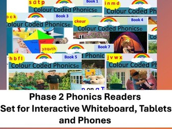 Phase 2 Phonics Complete set of phonics readers for whiteboard whole class guided reading