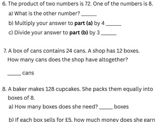 Year 6 Multiplication and Division Assessment