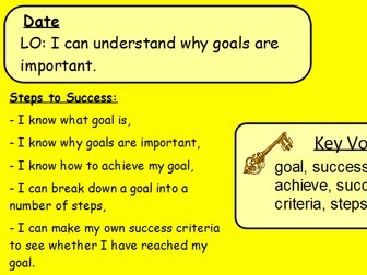 PSHE goals, responsibility and overcoming obstacles 3 lesson bundle!