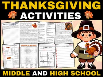 Thanksgiving: Reading Passage - Activities with Answers for Middle & High School