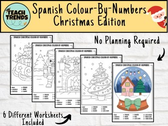 Christmas Spanish Colour-By-Numbers Colouring Pages