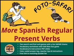 Spanish Verb Game *MORE Regular Present Tense Verbs * Verbos Regulares en Español con Vocabulario