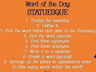 UPKS2 / KS3 Daily Stater Activity -  To encourage vocabulary skills.