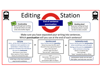 KS2 Editing Station - End of Sentence Punctuation - another one!