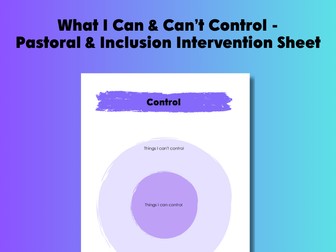 What I Can & Can’t Control | Pastoral & Inclusion Reflection Sheet (FREE)