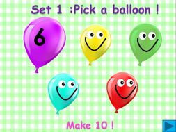Balloon pop - Make 10 ! (A number bond game)