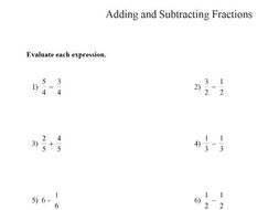 GCSE maths adding and subtracting fractions worksheet | Teaching Resources