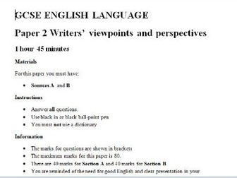 NEW AQA English Language Paper 2 - Practice Papers