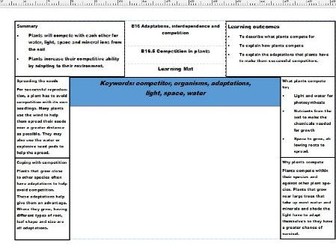 New AQA Science GCSE Biology Learning Mats – Adaptations, interdependence, and competition
