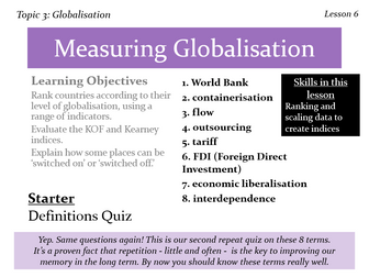 6 – Measuring Globalisation (Globalisation, Edexcel, A level)