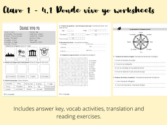 Claro 1 - 4.1 Dónde vivo yo Worksheets