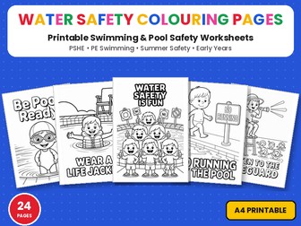 Water Safety Colouring Pages | Printable Colouring Page Worksheets | Swimming & Pool Safety PSHE