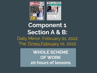 EDUQAS A- Level Media 2024 - Full Newspaper SOW - The Mirror & The Times