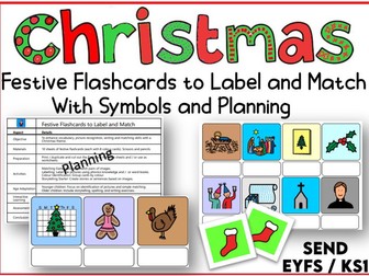 Festive Flashcards to Label and Match with Symbols