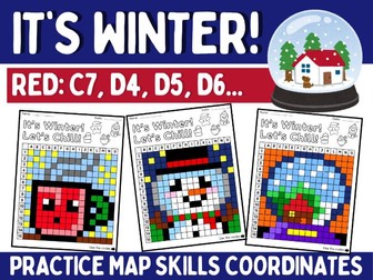 Winter Math Coloring pages December Sheets Pixel Art Map Skills Worksheet Grid Geography Activity