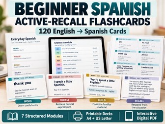 Everyday Spanish Active Recall Cards