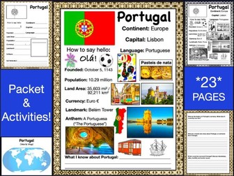 PORTUGAL History & Geography, Travel The World Worksheet