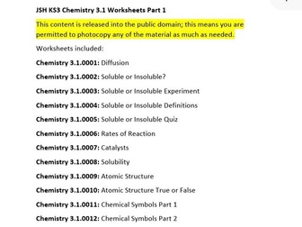40+ KS3 Chemistry Worksheets