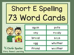 Flash Cards for the Short E Sound in Words