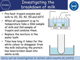 AQA enzymes required practical, workbook, worksheets and power point lesson.
