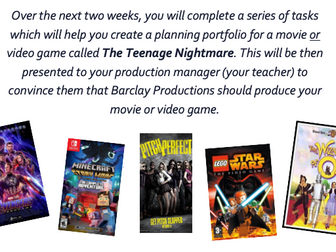 KS3 Eng Creative Project - Movies and Games