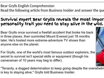 Bear Grylls comprehension