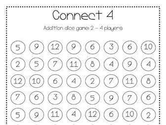 Connect 4 Addition dice game