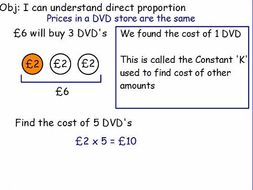 Direct proportion lesson GCSE including graphs