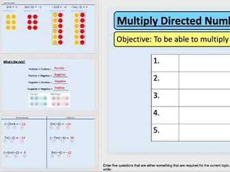 Multiply Directed (Positive and Negative) Numbers