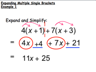 Expand and simplify multiple single brackets
