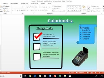 AQA A-Level Biology Colorimetry and Caluclating Concentrations lesson