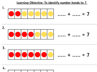 Year 1 Number Bonds to 7 | Fluency Worksheets