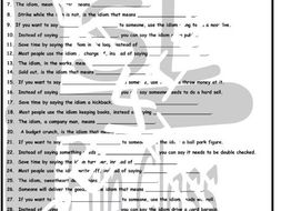 Idioms #2-1 Page BW Worksheet