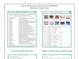 Sports and Exercise Combo Activity Worksheets