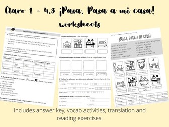 Claro 1 - 4.3 ¡Pasa, pasa a mi casa! Worksheets